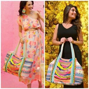 NWT Boho Bohemian Hippie Artisan Beaded Large Tote Bag Purse America & Beyond